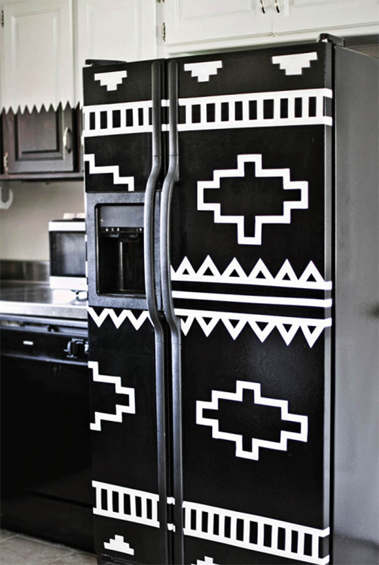 geladeira com desenho tribal, refrigerator vynil, vinil de geladeira, geladeira colorida
