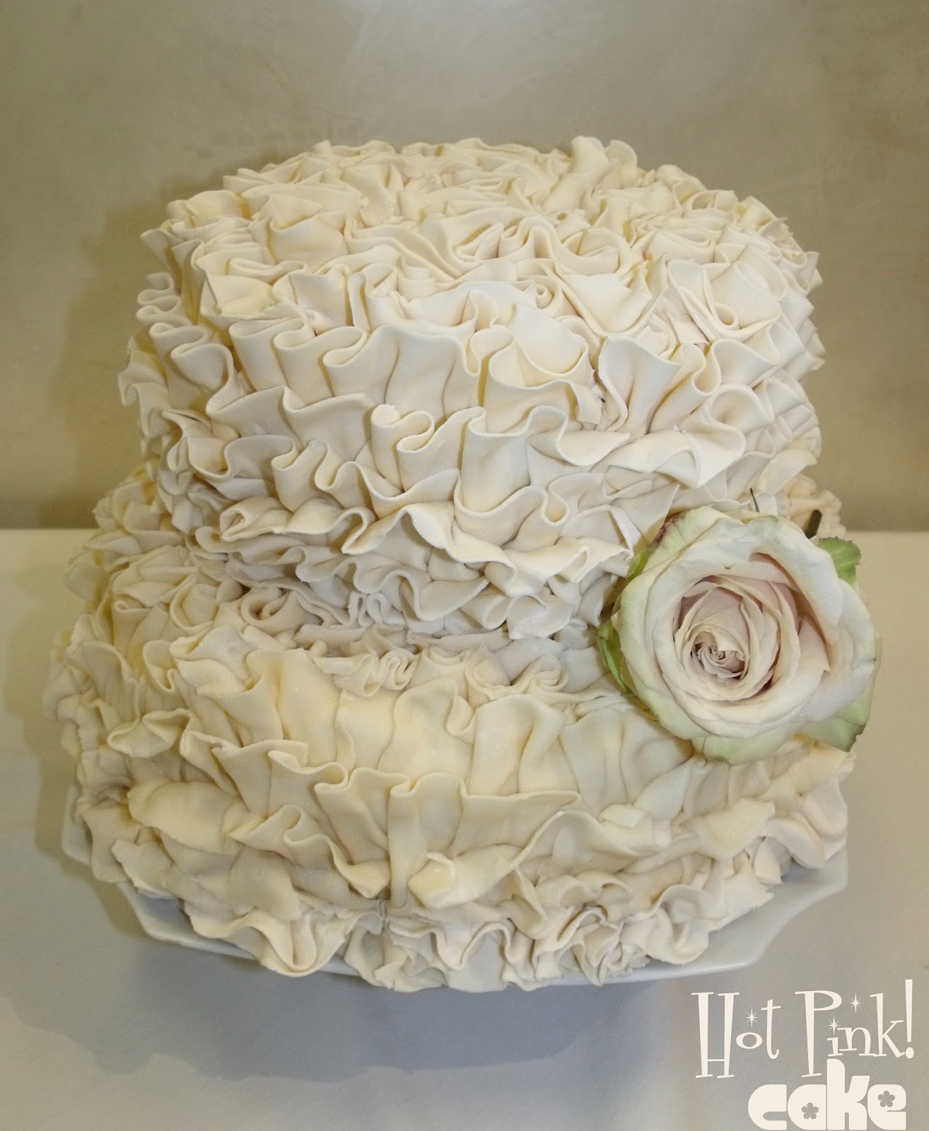 Hot Pink! Cakes: Two Tier Ruffled Wedding Cake