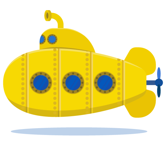Submarino Amarillo infantil o de tipo crtoon