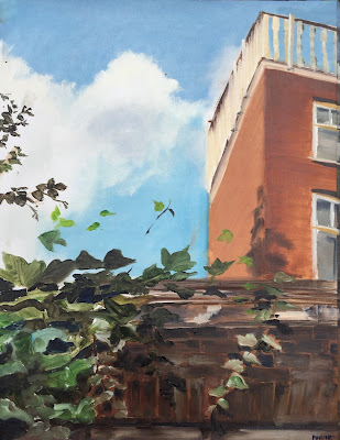 Ivy and clouds, oil on paper 50x65cm by Philine van der Vegte Ivy and clouds, oil on paper 50x65cm by Philine van der Vegte