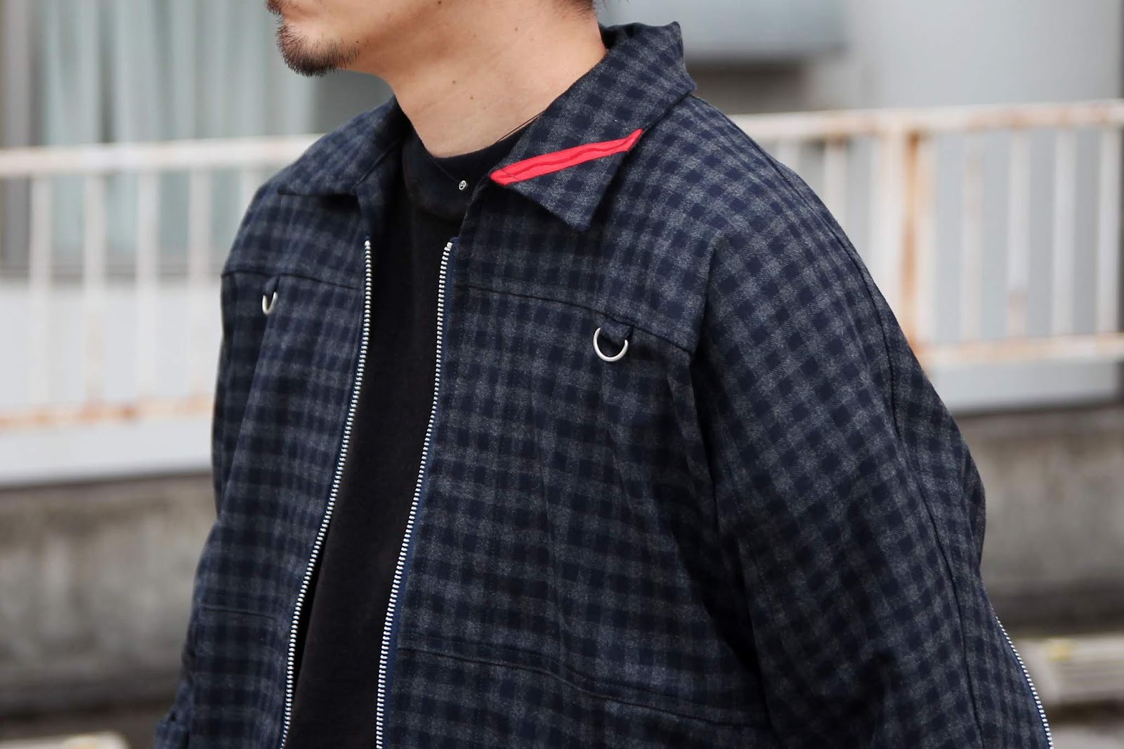 PHINGERIN GRAY CHECK ZIP RUN JACKET