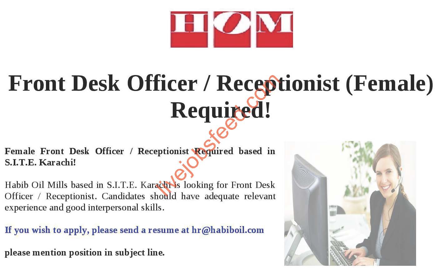 Hom Habib Oil Mills Front Desk Officer Apply Online 2017 Daily