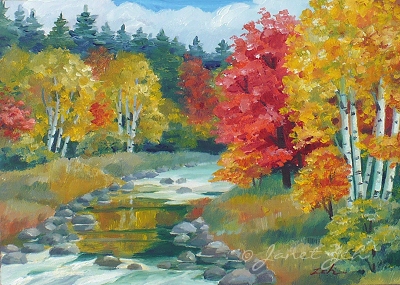 autumn landscape with birch trees