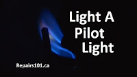 a lit pilot light burning blue flame