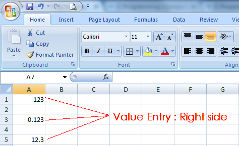 left justify text excel right justify numbers