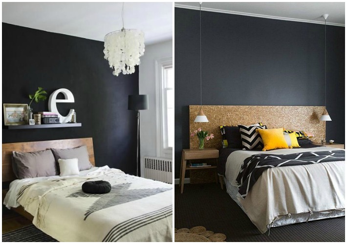 ¿Te atreves con una pared negra en el dormitorio?