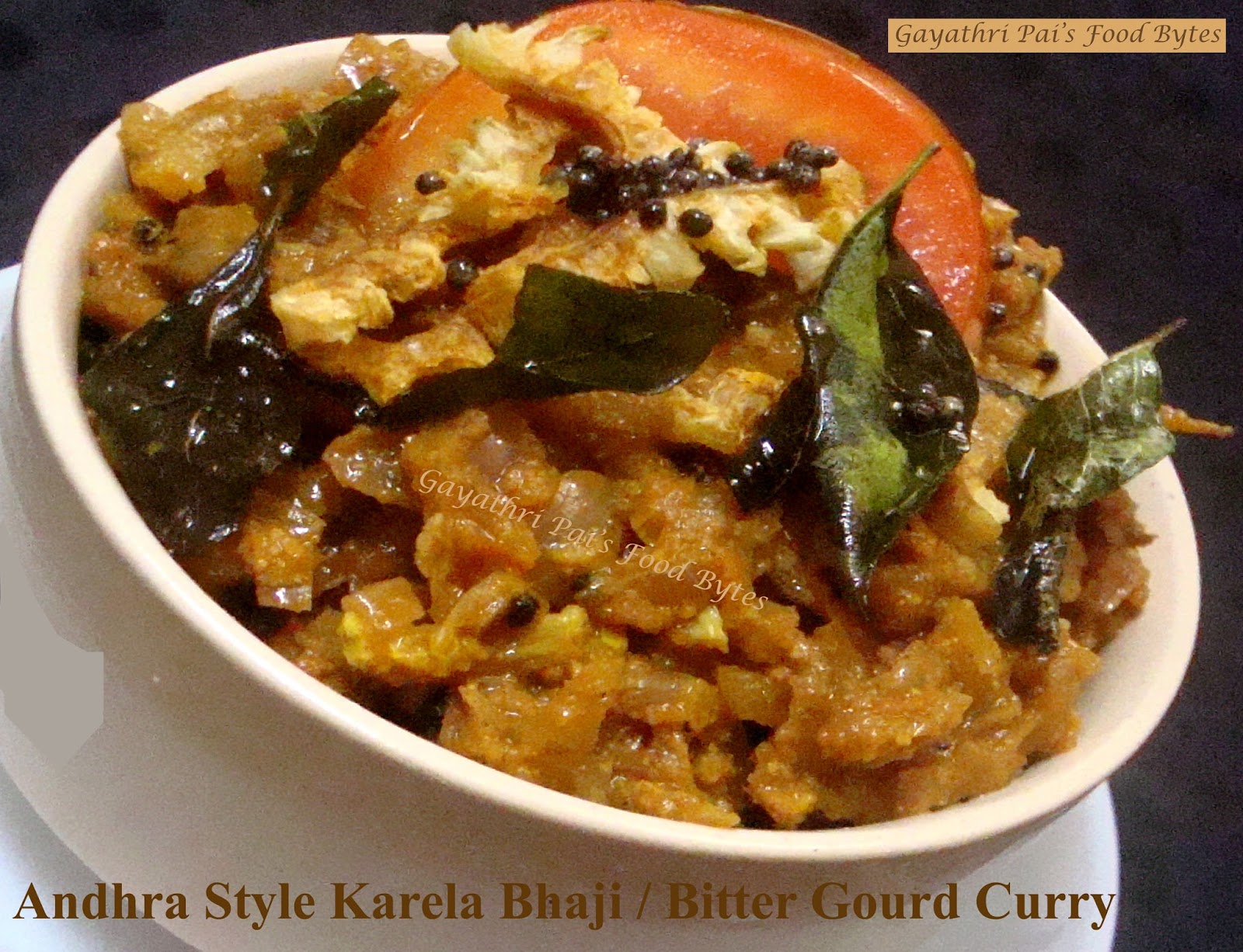 Gayathri Pai's Food Bytes Andhra Style Bitter Gourd Dry Masala Curry.