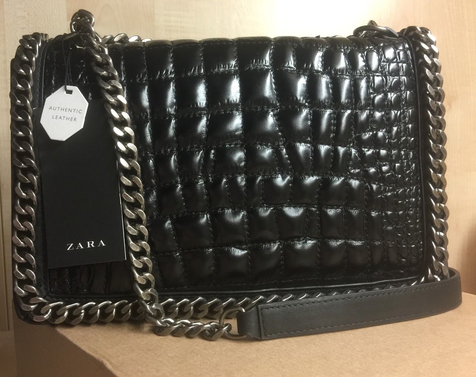 zara leather chain bag