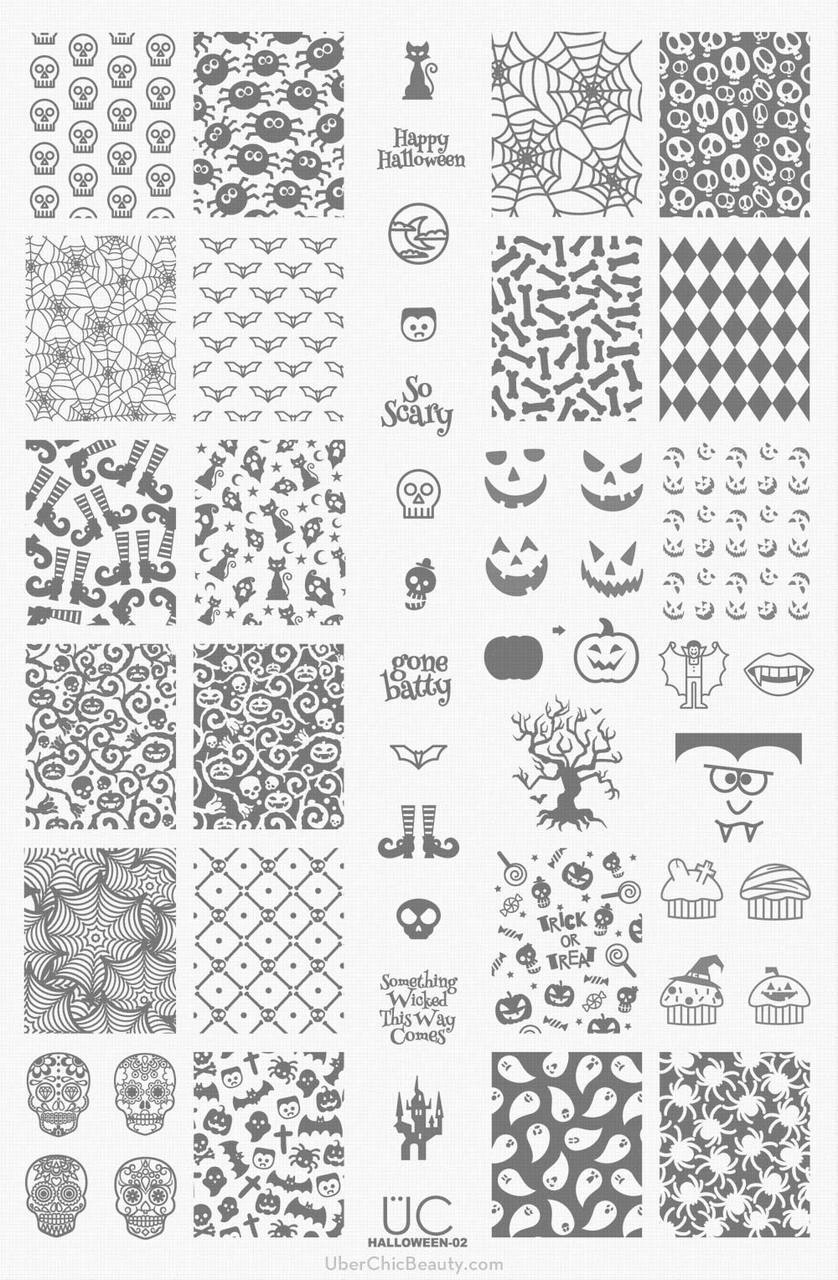 Uberchic Beauty Halloween 02 Stamping Plate - Swatches & Review by Olivia Jade Nails