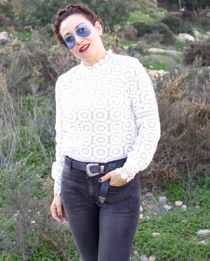 melange_boutique_blog_dresslily_selfportrait_lace_blouse_blue_embroidered_biker_jacket_zaful_braids_hairstyle_aviator_sunglases_zerouve