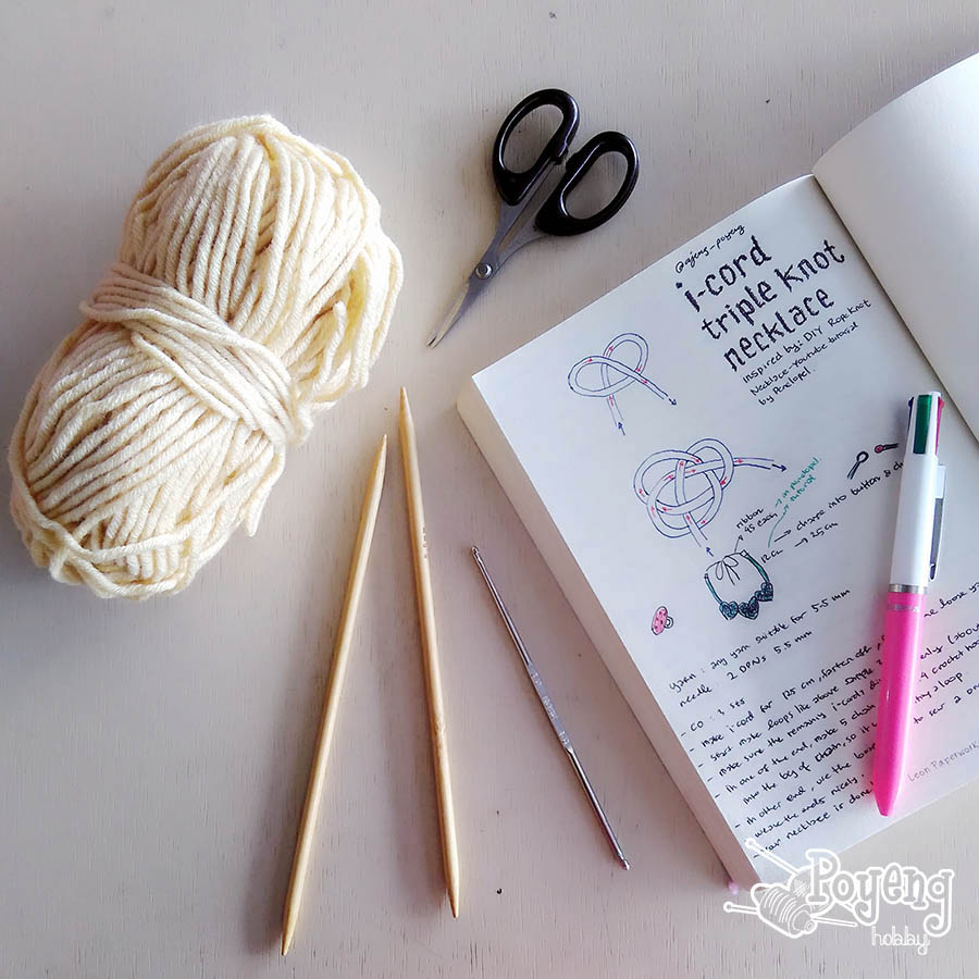 Ajeng Belajar Merajut Knitting with Ajeng ICord Triple Knot Necklace
