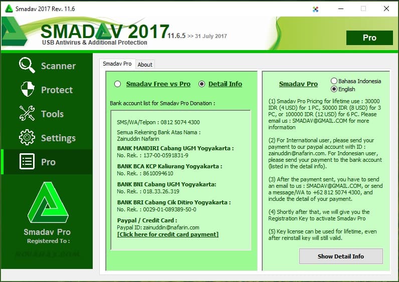 smadav pro 2017 11.6 5 registration name and key