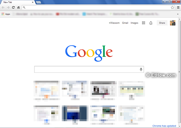 Google chrome's new tab interface.