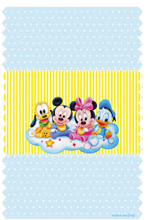 Kit de Bebés Disney en Celeste y Amarillo para Imprimir Gratis. Etiquetas para Imprimir Gratis de Bebés Disney en Celeste y Amarillo.