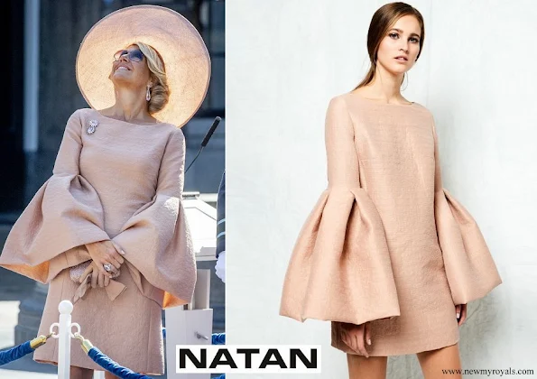 Queen Maxima wore NATAN Crepe effect dress with ruffled sleeves