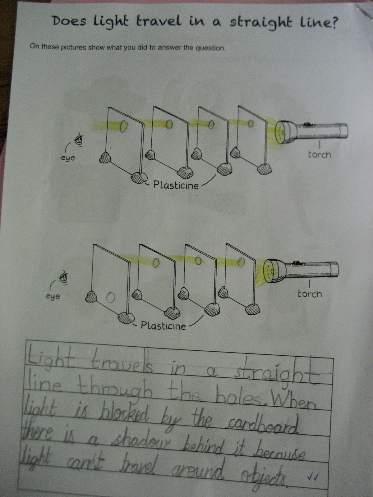 ScienceEHS Showing that light travels in a straight line