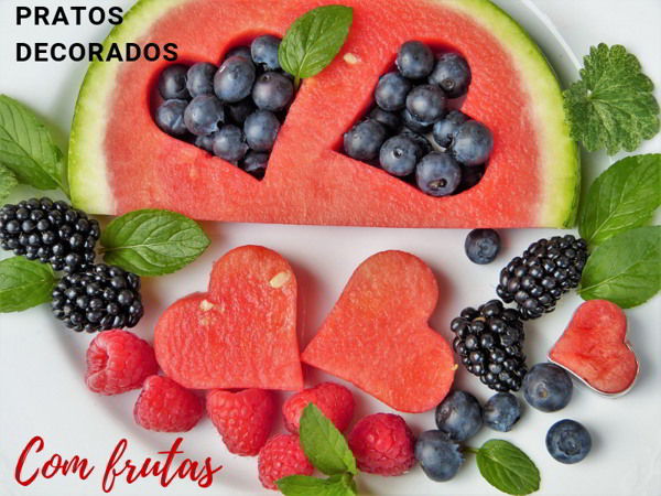 pratos decorados com frutas salada de frutas decorada com coração