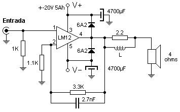 Circuito de amplificador de 80W apto para bajo eléctric