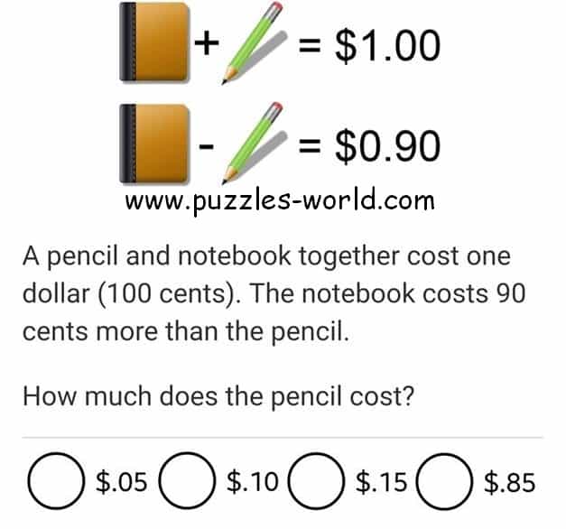 Cost of pencil and notebook puzzle