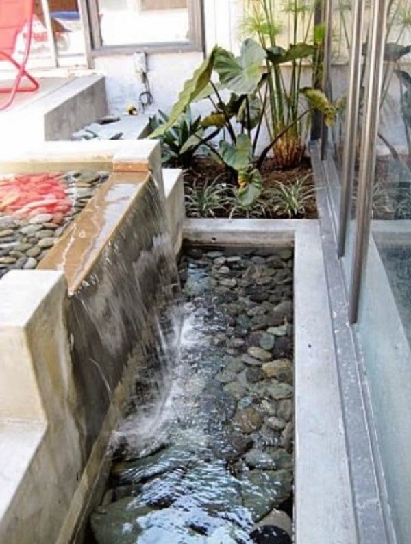 A relaxing garden and backyard waterfalls