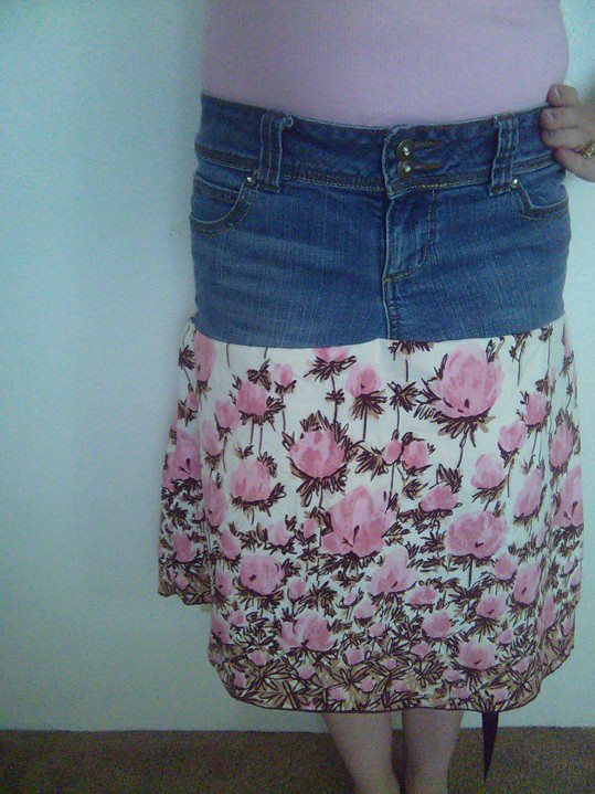Forever Sew Cute Make a NEW Skirt from Jeans and an old skirt