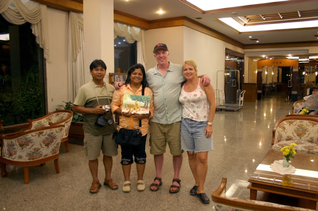 In the lobby of Grand Park Hotel with our newly made Thai friends.