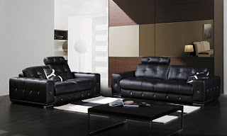 sala sofá de cuero negro