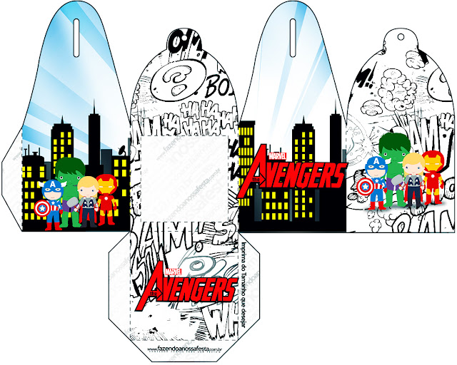 Los Vengadores Chibi: Cajas para Imprimir Gratis. Caja para cupcakes, chocoltes o golosinas de Los Vengadores Chibi.
