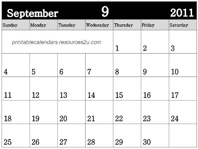 2011: Blank September 2011 Calendar Planner