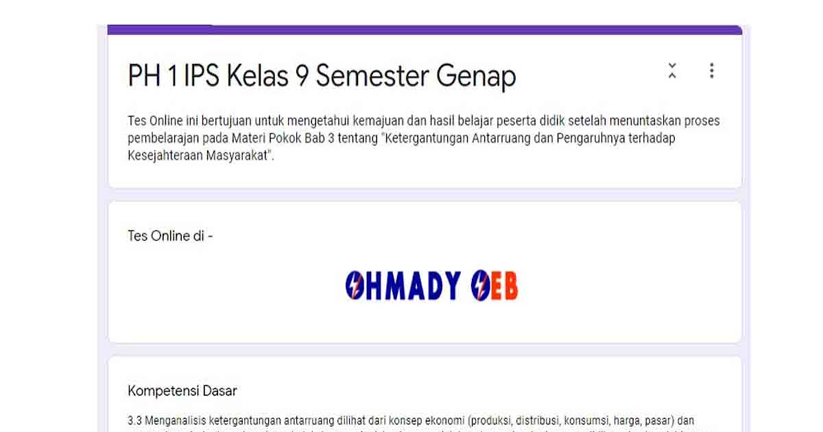 Tes Online Ph 1 Ips Kelas 9 Semester Genap