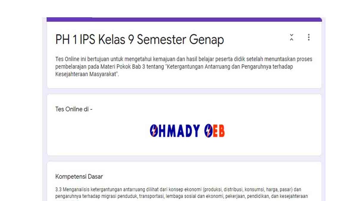 Tes Online Ph 1 Ips Kelas 9 Semester Genap