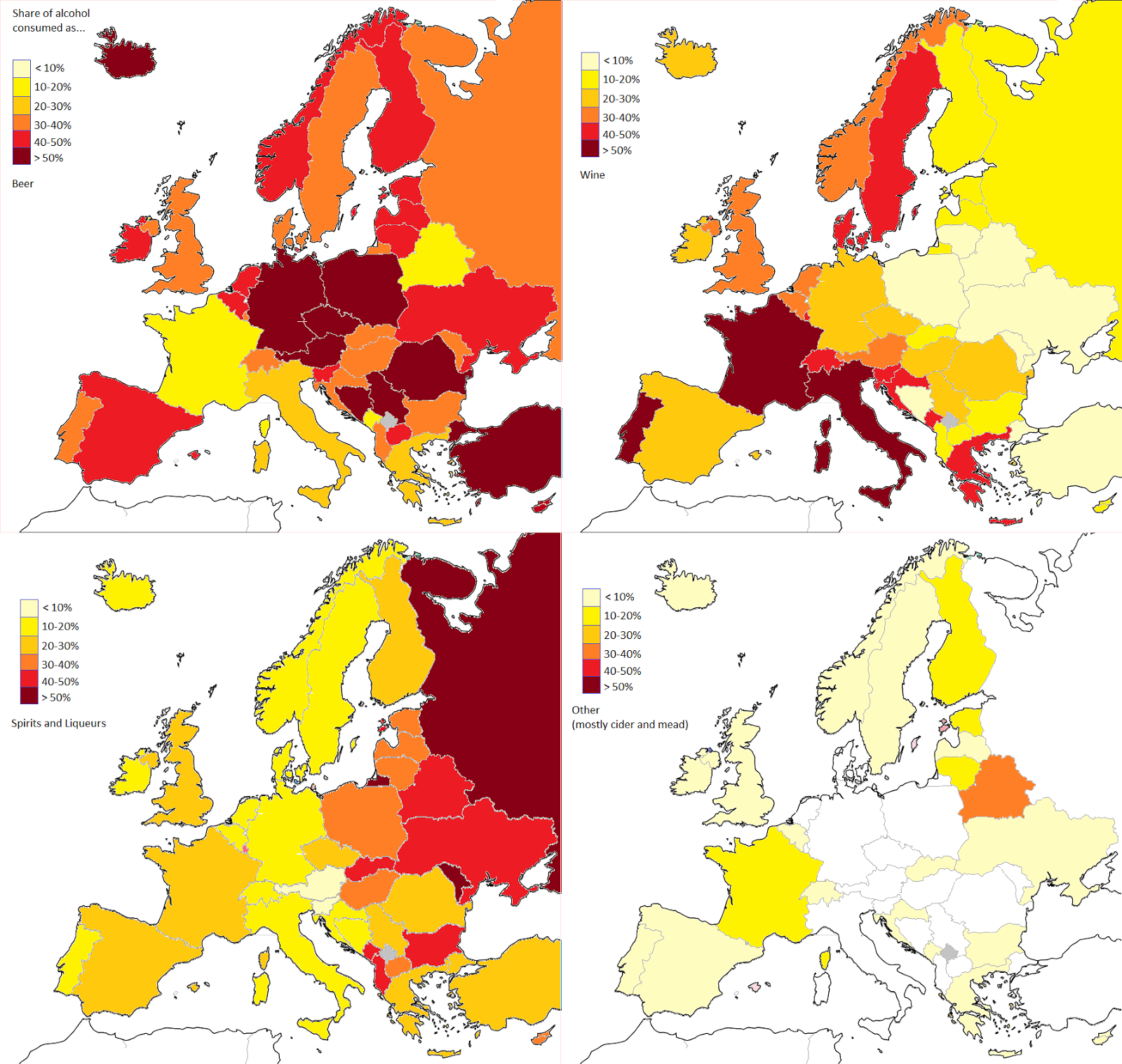 What Do They Prefer To Drink In European Countries (Beer vs Wine vs