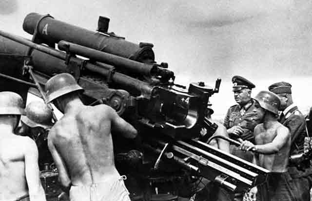 Army commander General Ernst Bush inspects anti-aircraft artillery,,3 September 1941 worldwartwo.filminspector.com