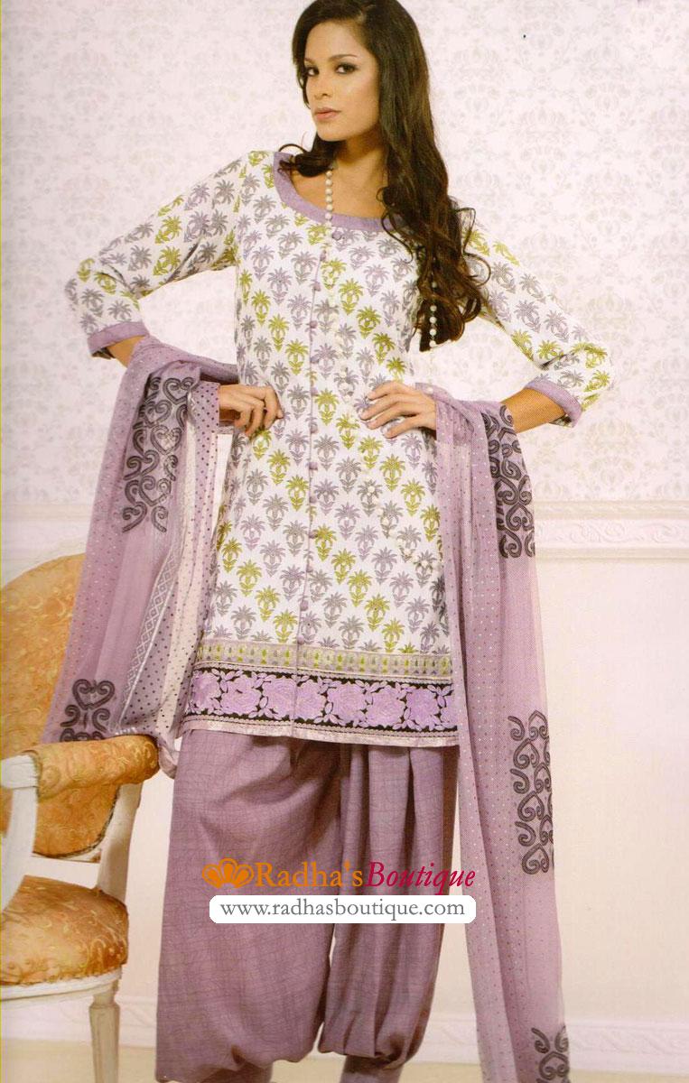 purple and white salwar suit