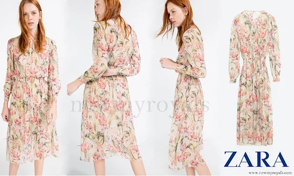 Queen Letizia wore ZARA Floral Printed Dress