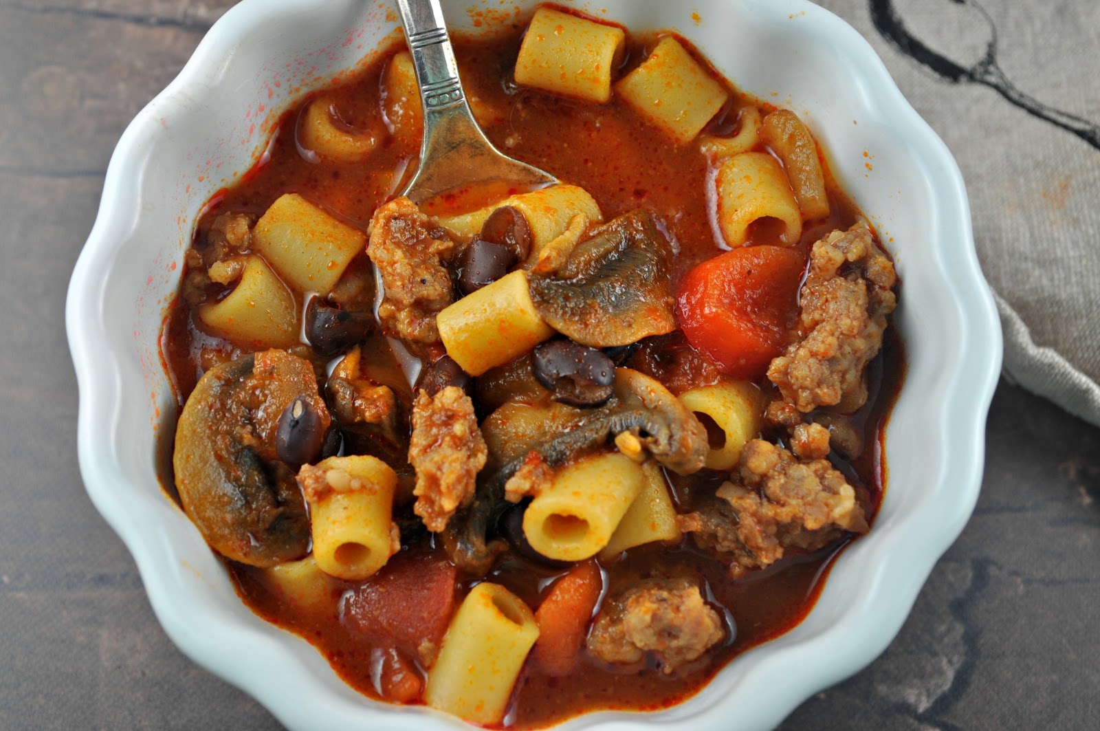 Healthy sausage and vegetable soup