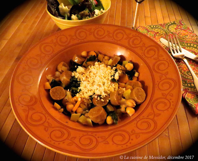 La cuisine de Messidor Tajine express, merguez et pois chiches