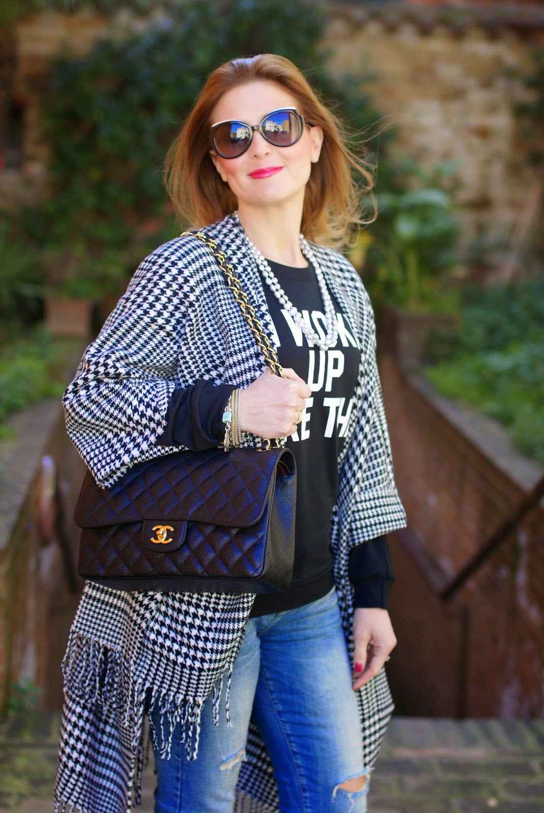 Blue Vanilla checked cape | Fashion and Cookies - fashion and beauty blog