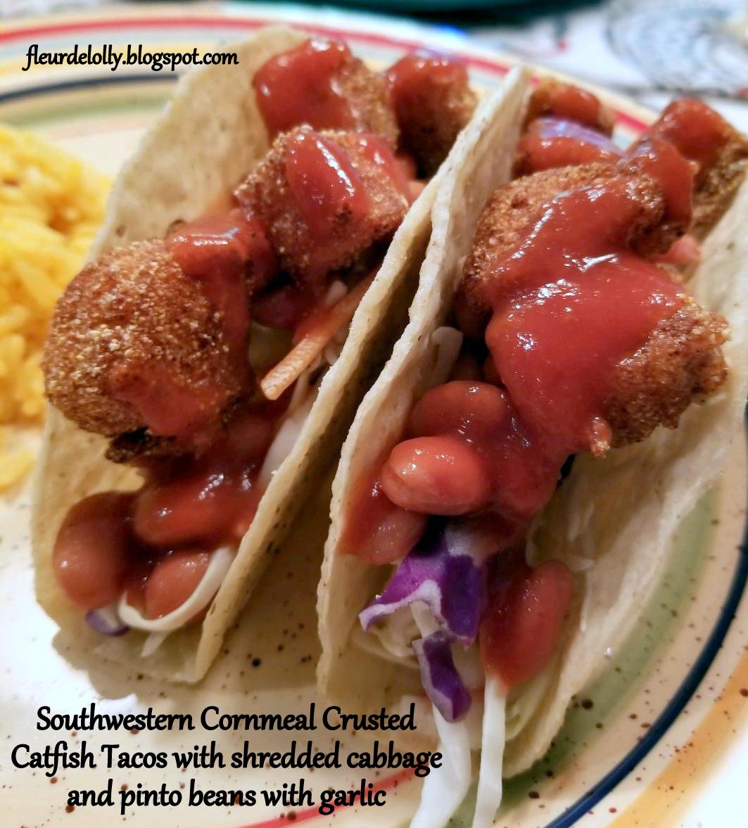 Fleur de Lolly Taco Tuesdays Southwestern Cornmeal Crusted Catfish Tacos