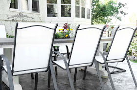 Cement Planked Top Farmhouse Patio Table, Bliss-Ranch.com