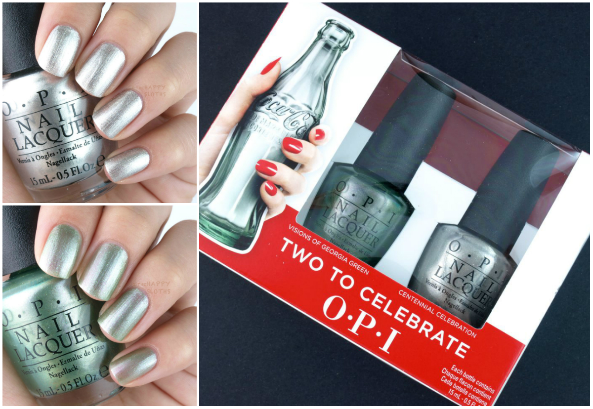 OPI Coca Cola 2015 Two to Celebrate Set in "Visions of Georgia Green" & "Centennial Celebration: Review and Swatches