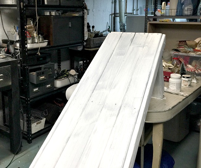 painted white bench
