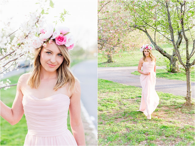 bridal, wedding, bride, makeup, hair, dress, nj photography, cherry blossom, branch brook park, flower crown