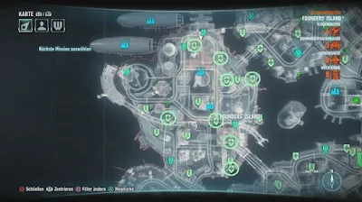 Batman Arkham Knight, Own the roads, Founders' Island, Checkpoint Locations Map