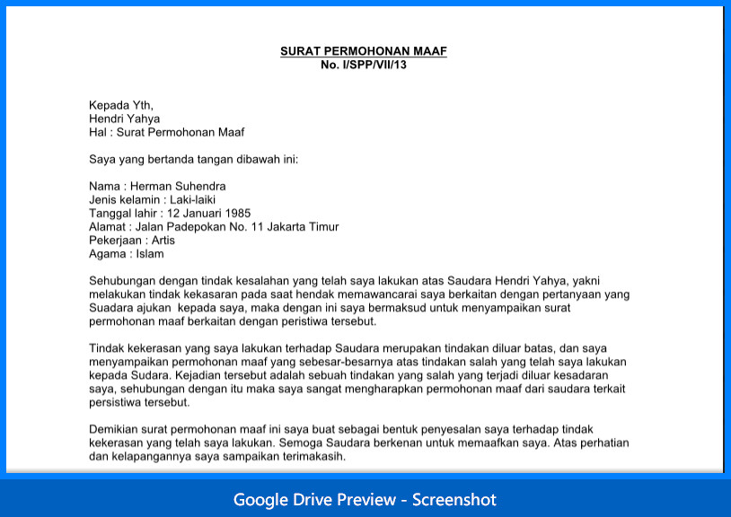 Contoh Surat Permohonan Contoh Surat Surat  Motorcycle 