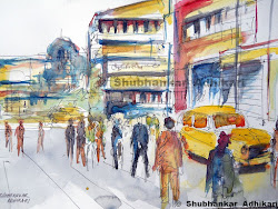 market scene busy sketch kolkata watercolour paintings fine pen shubhankar adhikari watercolor north