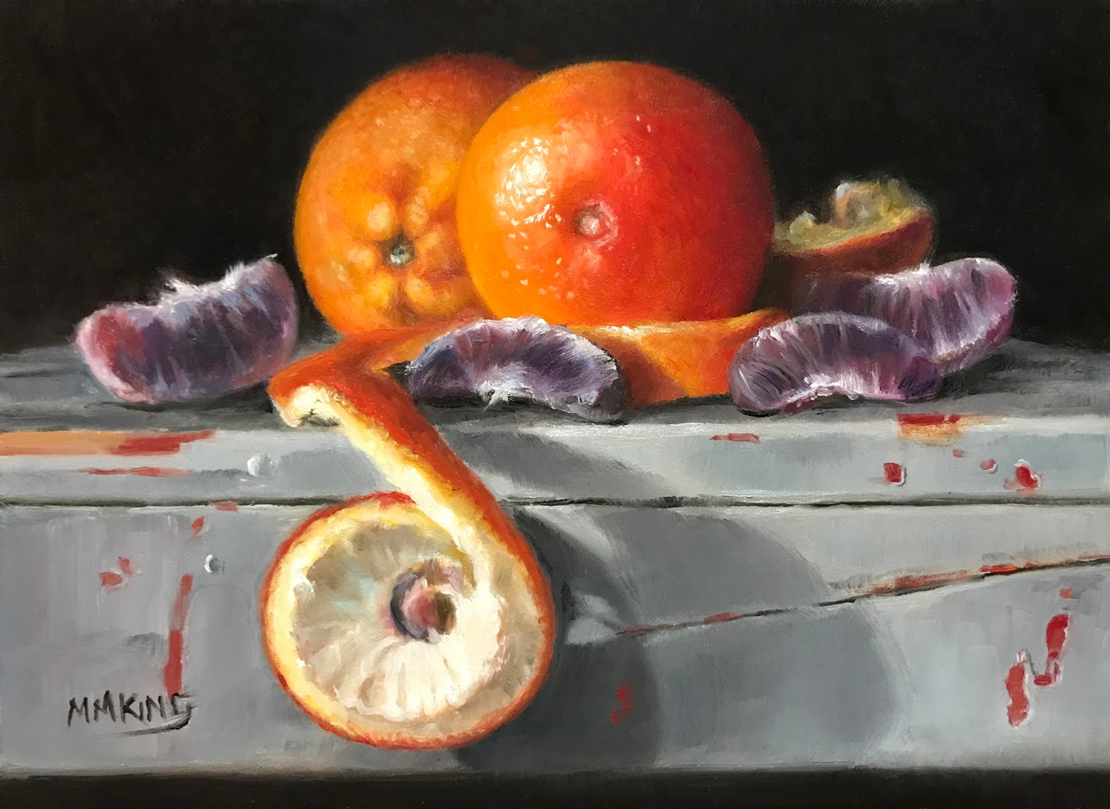 Small Oil Paintings Blood Orange on Old Stool Sold