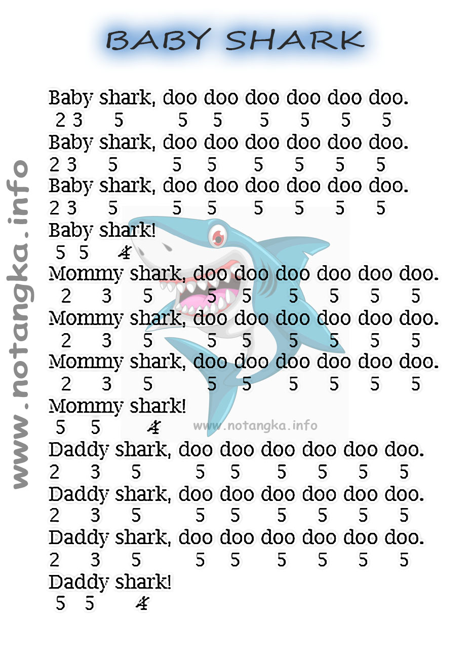 Not Angka Baby Shark Doo Doo Doo Kumpulan Not Lagu