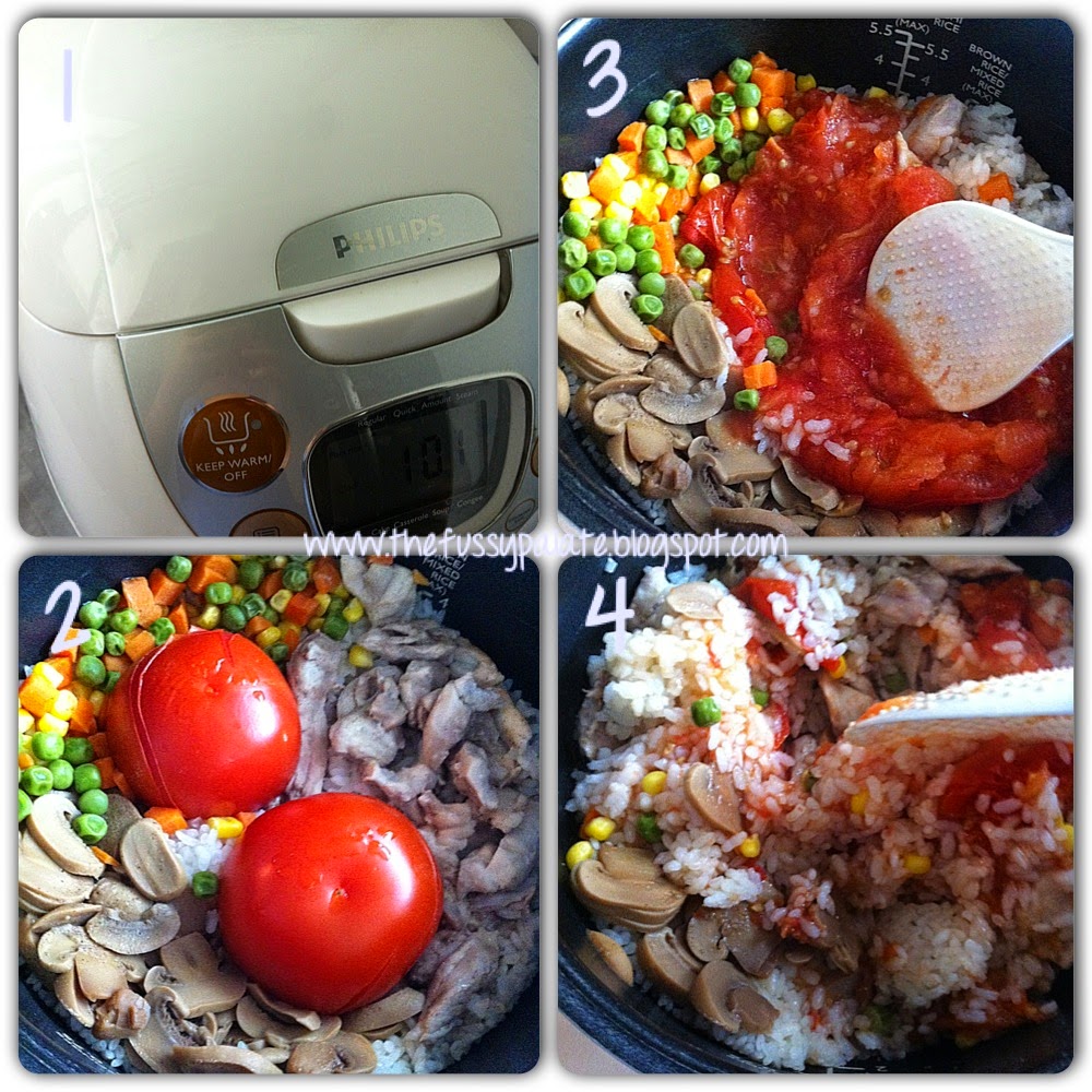 The Fussy Palate Tomato Rice with Sunny Side Up Egg (Rice Cooker Version)
