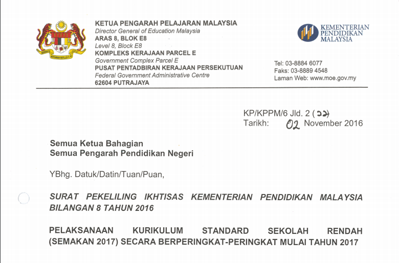 Surat Pekeliling Pentaksiran Bilik Darjah